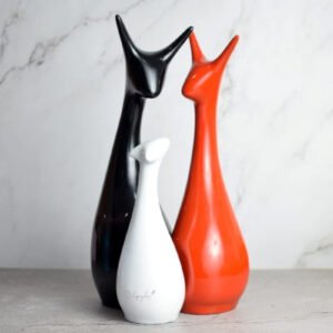 Stylish Abstract Cat Sculpture Trio - Modern Ceramic Art Decor for Living Room & Office