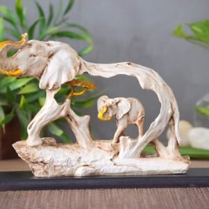 Artistic Resin Elephant Sculpture - Elegant Elephant Figurine for Home & Office Decor
