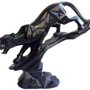 Black Panther Sculpture - Geometric Art Piece Featuring a Majestic Big Cat
