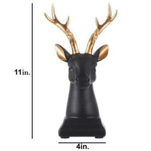Modern Resin Deer Bust with Gold Antlers - Sleek Black & White Animal Decor for Home & Office