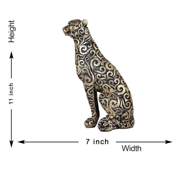 Ornate Bronze Leopard Statue with Floral Patterns - Unique Home Decor and Gift Idea - Image 2