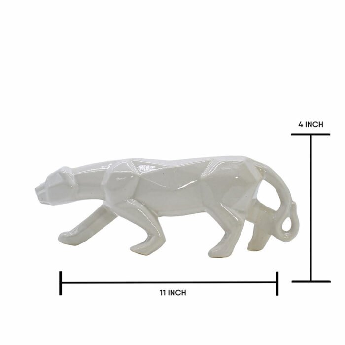 White Ceramic Panther Figurine - Elegant Home Decor - Animal Sculpture - Image 2