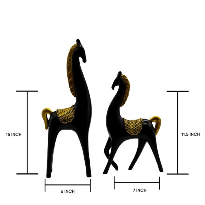 Elegant Black and Gold Horse Figurines - Luxurious Home Decor Accents - Image 2