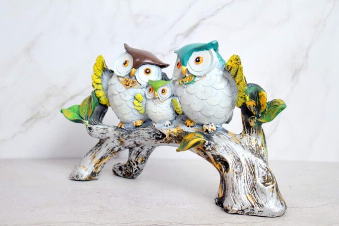 Handcrafted Owl Family Statue - Unique Home Decor Piece for Nature Lovers - Image 2