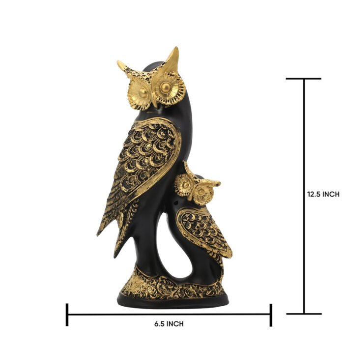 Black & Gold Owl Sculpture - Elegant Home & Office Decor - Image 2