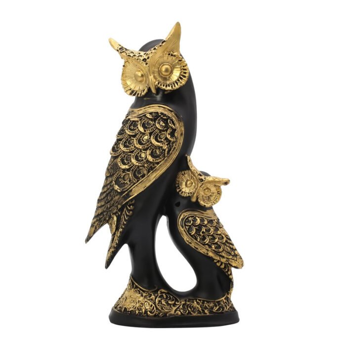 Black & Gold Owl Sculpture - Elegant Home & Office Decor - Image 3