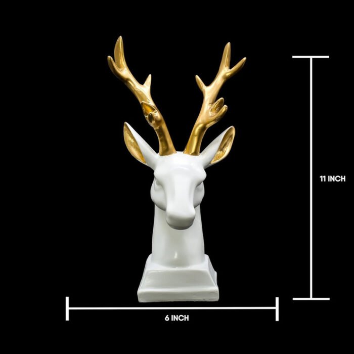 Modern Resin Deer Bust with Gold Antlers - Luxe Tabletop & Wall Accent for Home & Office Decor - Image 3