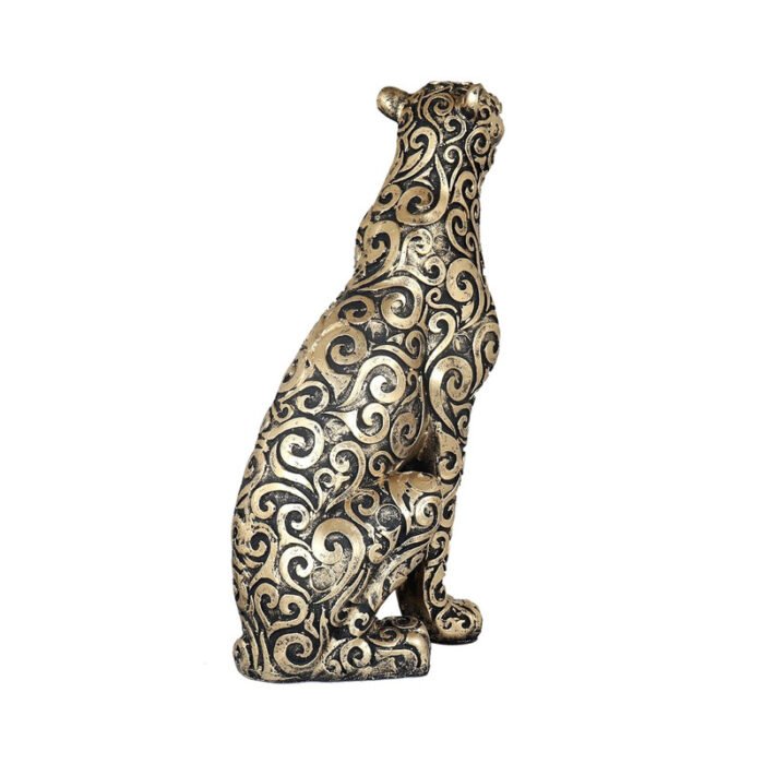 Ornate Bronze Leopard Statue with Floral Patterns - Unique Home Decor and Gift Idea - Image 4