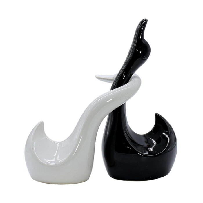 Black & White Swan Sculpture Duo - Elegant Modern Decor Accent - Image 4