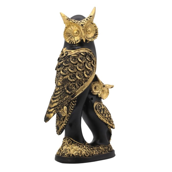 Black & Gold Owl Sculpture - Elegant Home & Office Decor - Image 4