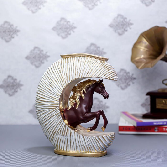 Gold-Accented Crescent Horse Vase - Modern Equestrian Decor - Image 3
