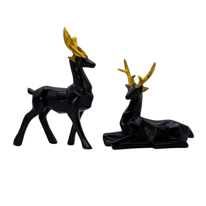Elegant Black Deer Statues with Golden Antlers - Perfect Home Decor for Modern Living Spaces - Image 5