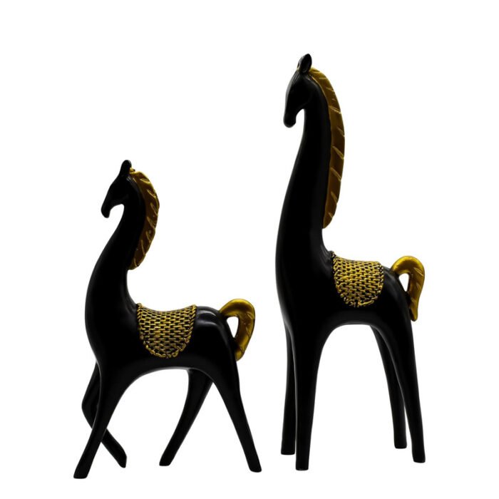 Elegant Black and Gold Horse Figurines - Luxurious Home Decor Accents - Image 5