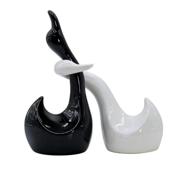 Black & White Swan Sculpture Duo - Elegant Modern Decor Accent - Image 5