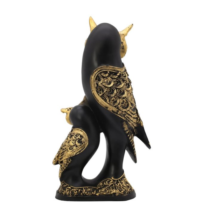 Black & Gold Owl Sculpture - Elegant Home & Office Decor - Image 5