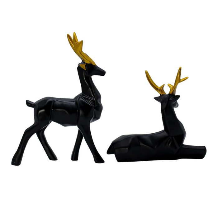 Elegant Black Deer Statues with Golden Antlers - Perfect Home Decor for Modern Living Spaces - Image 6
