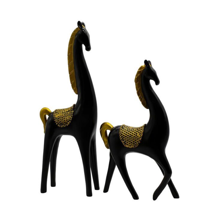 Elegant Black and Gold Horse Figurines - Luxurious Home Decor Accents - Image 6