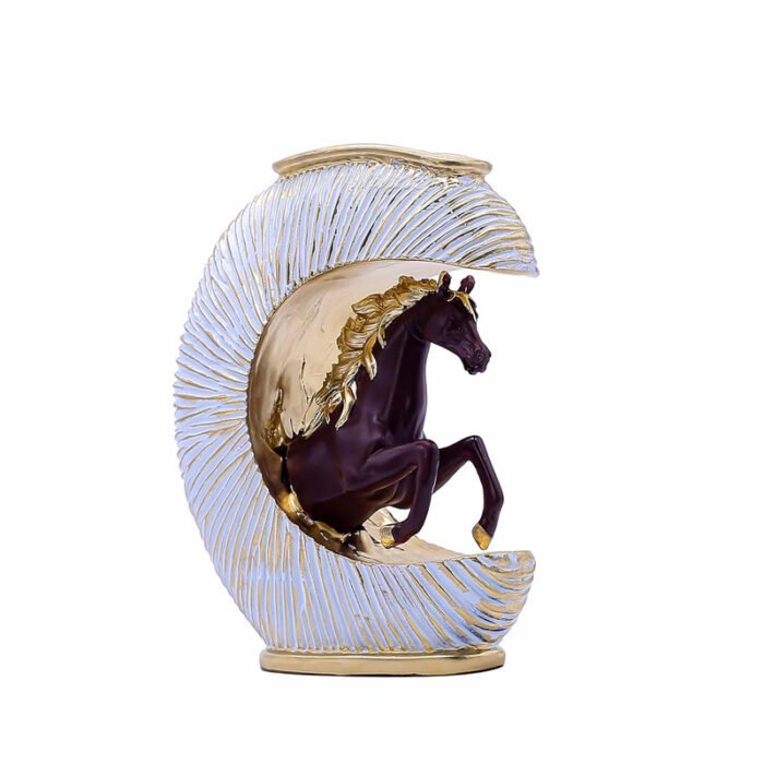 Gold-Accented Crescent Horse Vase - Modern Equestrian Decor - Image 5